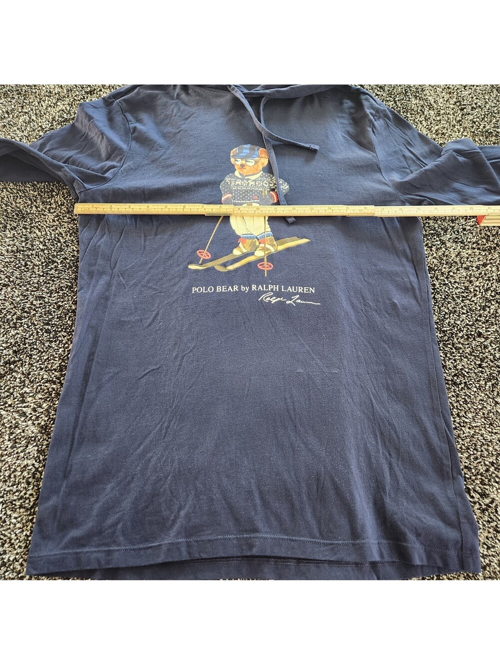 Polo Ralph Lauren Mens Navy Fair Isle Ski Bear Hoodie Pullover L/S Shirt Medium - Picture 3 of 10